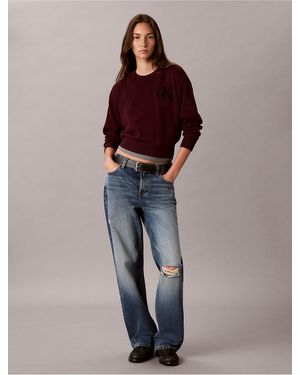 Calvin Klein Calvin Klein Terry Monologo Cropped Sweater - Blue