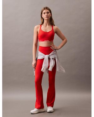 Calvin Klein Leggings Da Palestra A Zampa A Vita Alta Ad Asciugatura Rapida - Rosso