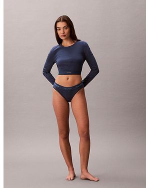 Calvin Klein Cropped Lounge T-Shirt Cotton Stretch Rib - Blue
