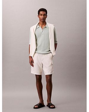 Calvin Klein Jeans Cotton Waffle Knit Polo Shirt - Pink