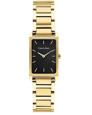 Calvin Klein Plated Steel Rectangular Watch - Metallic