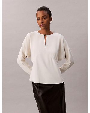 Calvin Klein Top de crepé panelado - Blanco