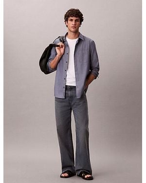 Calvin Klein Cotton Poplin Classic Button Down Shirt - Blue