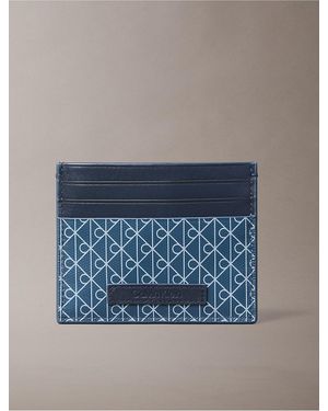 Calvin Klein Allover Emblem Logo Card Case - Blue