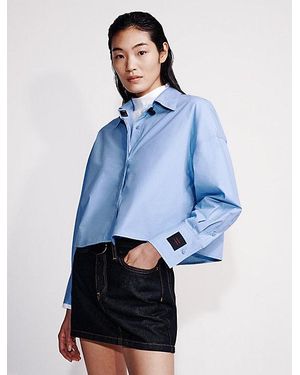 Calvin Klein Camisa cropped con botones de tejido de popelín - Neutro