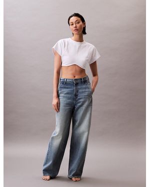 Calvin Klein Cropped Tie-Back Top - Grey
