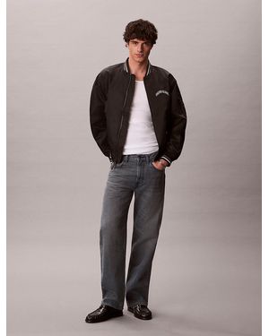 Calvin Klein Varsity Logo Bomber Jacket - Black