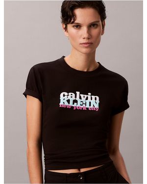 Calvin Klein Calvin Klein Contrast Logo Graphic Slim T-Shirt - Black