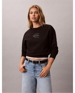 Calvin Klein Calvin Klein Terry Foil Monologo Graphic Relaxed Sweatshirt - Black