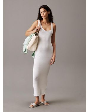 Calvin Klein Soft Knit Tie Back Maxi Dress - Grey