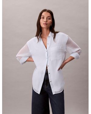 Calvin Klein Utility Roll Sleeve Tunic - White