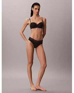 Calvin Klein Thong Cotton Lace - Black