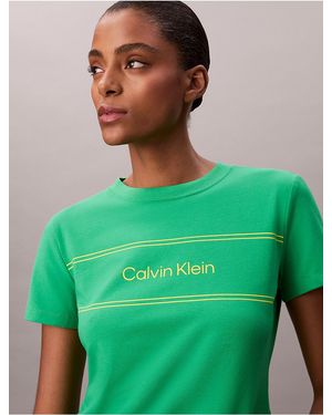 Calvin Klein Calvin Klein Stripe Logo Graphic Slim T-Shirt - Green