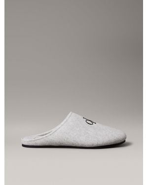 Calvin Klein Chaussons Mules En Feutre Avec Logo Signature - Métallisé