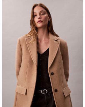 Calvin Klein Wool Blend Tailored Coat - Brown