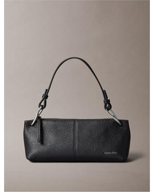 Calvin Klein Slouchy Leather Small Convertible Bag - Gray
