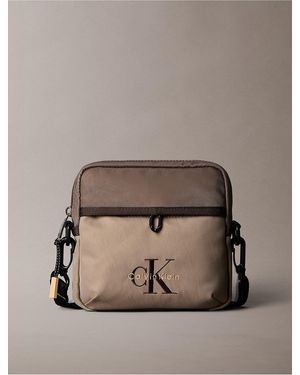 Calvin Klein Bold Monologo Colorblock Crossbody Bag - Brown