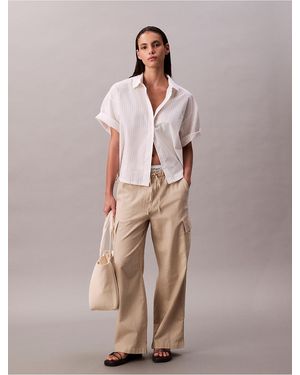 Calvin Klein Calvin Klein Linen Blend Cargo Pants - Pink