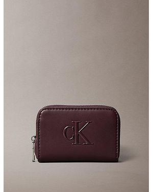 Calvin Klein Embossed Monogram Zip Wallet - Brown