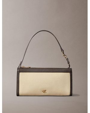 Calvin Klein Convertible Canvas Monogram Logo Clutch - Natural