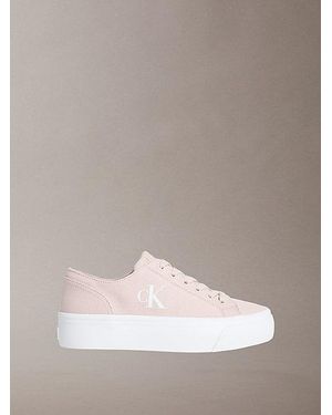 Calvin Klein Graz Canvas Platform Logo Trainers - Natural