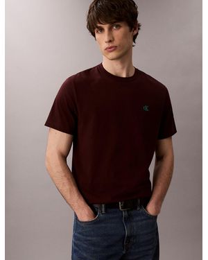 Calvin Klein Embroidered Monogram Logo Relaxed T-Shirt - Brown
