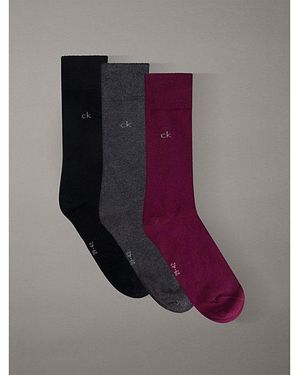 Calvin Klein 3 Pack Soft Cotton Stretch Crew Socks - Purple