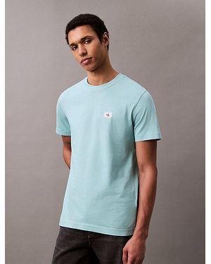 Calvin Klein Badge-T-Shirt Aus Baumwolle - Blau