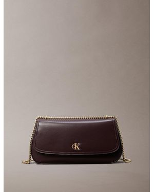 Calvin Klein Monogram Logo Hardware Chain Shoulder Bag - Brown
