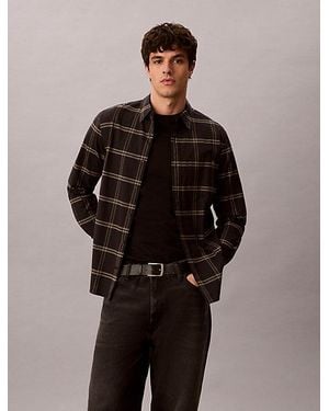 Calvin Klein Oxford Katoenen Geruit Overhemd - Zwart