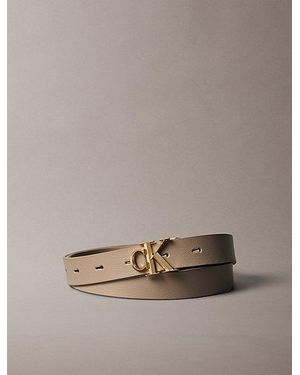 Calvin Klein Reversible Pebbled Leather Logo Belt - Brown