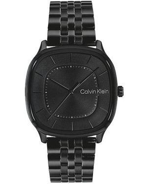 Calvin Klein Plated Steel Square Dial Watch - Black
