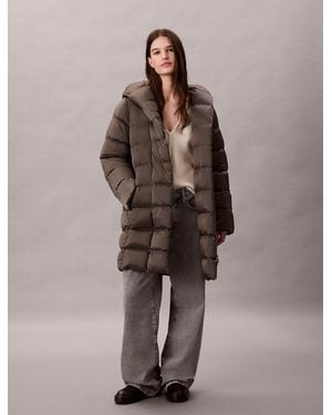 Calvin Klein Shine Wrap Puffer Jacket - Brown