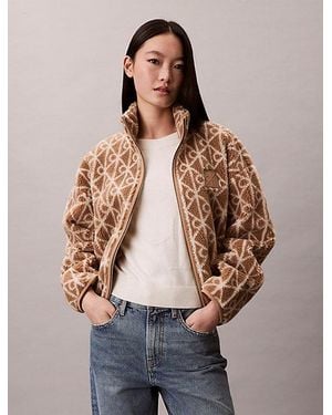 Calvin Klein Jeans Emblem Sherpa Jacket - Brown