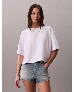 Calvin Klein Jeans Cropped Floral Print T-Shirt - Purple