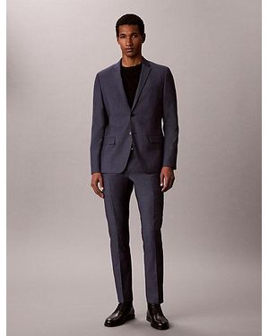 Calvin Klein Slim Wool Textured Blazer - Blue