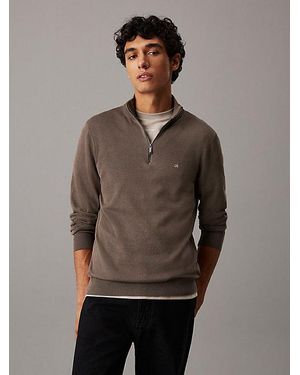 Calvin Klein Jersey de seda y algodón con cuello con cremallera - Gris