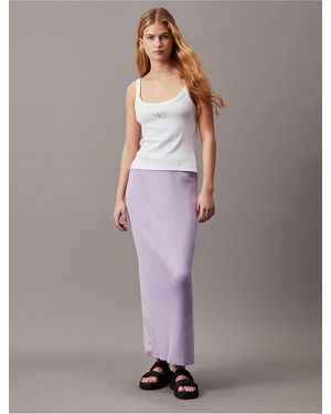 Calvin Klein Calvin Klein Rib Monologo Sweater Maxi Skirt - Purple