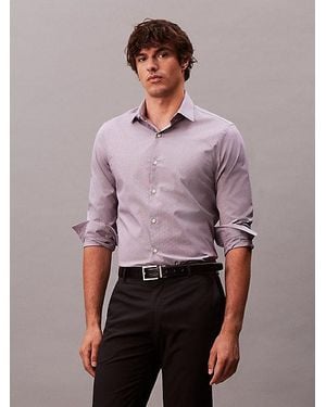 Calvin Klein Slim Cotton Stretch Textured Shirt - Purple