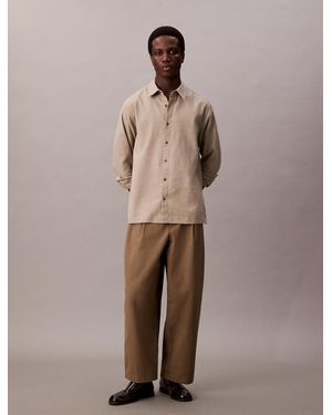Calvin Klein Wide Pleated Trousers - Natural