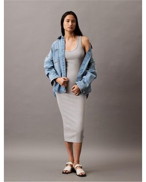 Calvin Klein Calvin Klein Rib Slip Dress - Gray