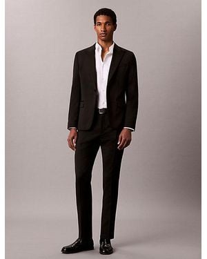 Calvin Klein Slim Wool Tuxedo Trousers - Black