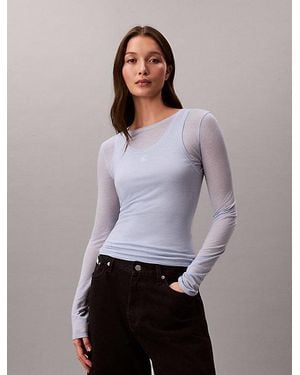 Calvin Klein Jeans Wool Blend Double Layer Top - Grey