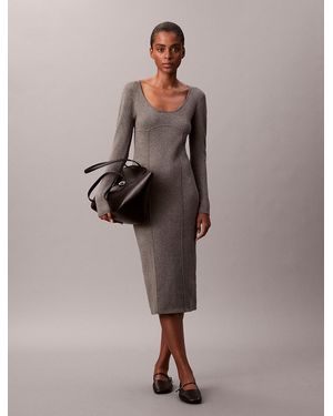 Calvin Klein Half Milano Mini Dress - Brown
