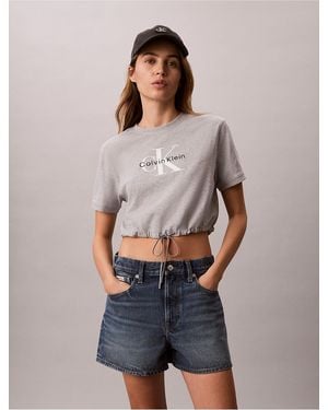 Calvin Klein Calvin Klein Monologo Cropped T-Shirt - Gray