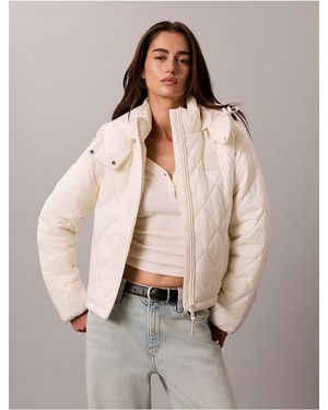 Calvin Klein Calvin Klein Quilted Hooded Puffer Jacket - Natural