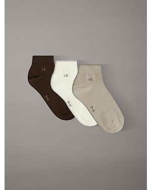 Calvin Klein Pack de 3 calcetines tobilleros de algodón elástico suave - Gris