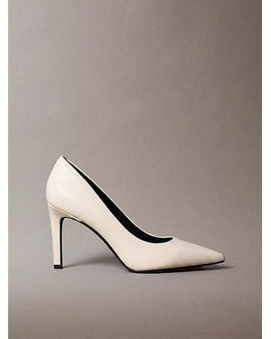 Calvin Klein Leather Stiletto Court Shoes - Natural