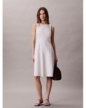 Calvin Klein Jeans Linen Blend Sleeveless Midi Dress - Multicolour