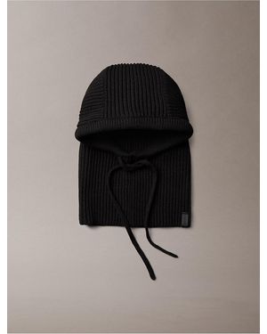 Calvin Klein Ribbed Drawstring Balaclava - Black